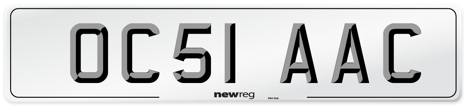 OC51 AAC Number Plate from New Reg